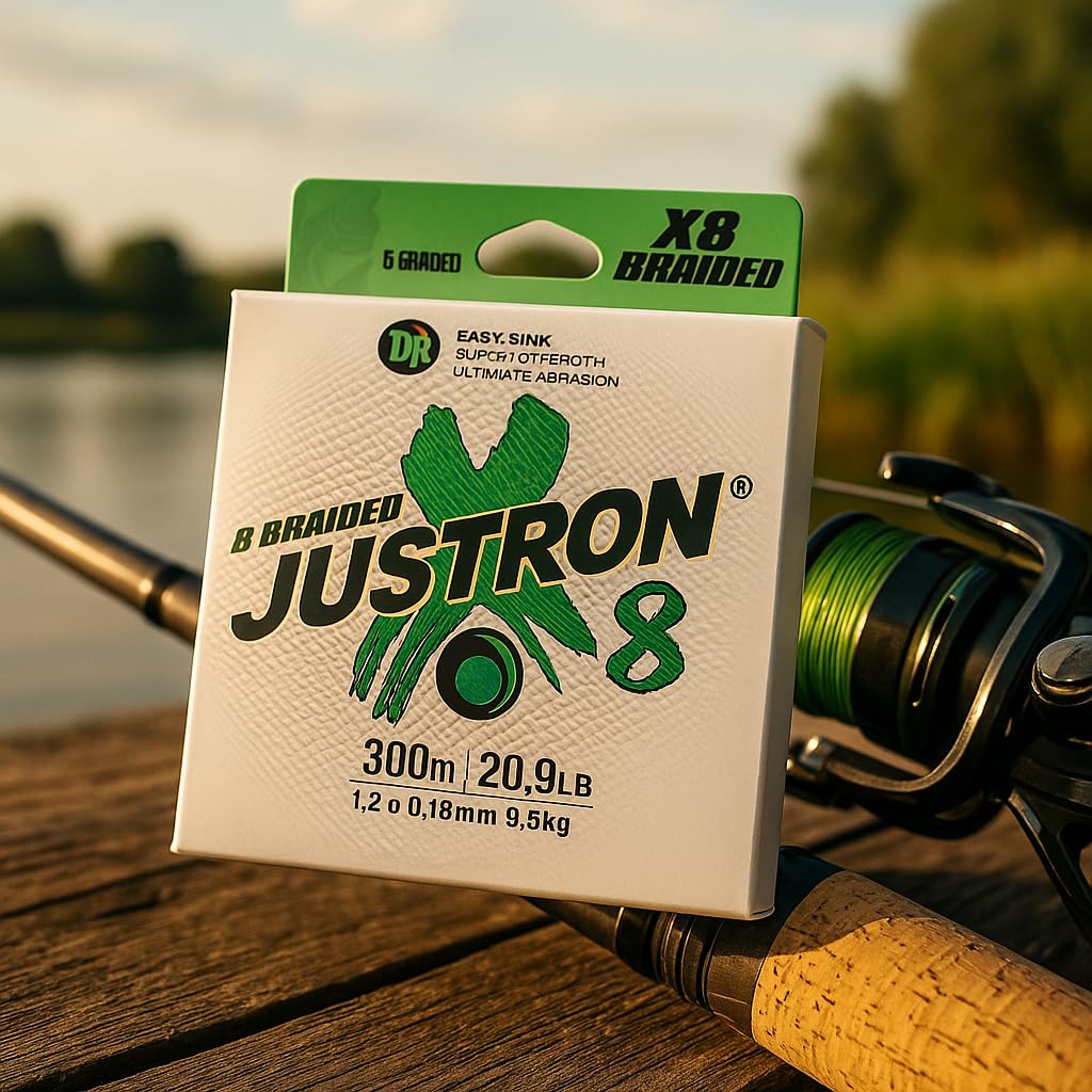 JustRon 8X Braided Fishing Line – 300m, 20.9lb Breaking Moss Green