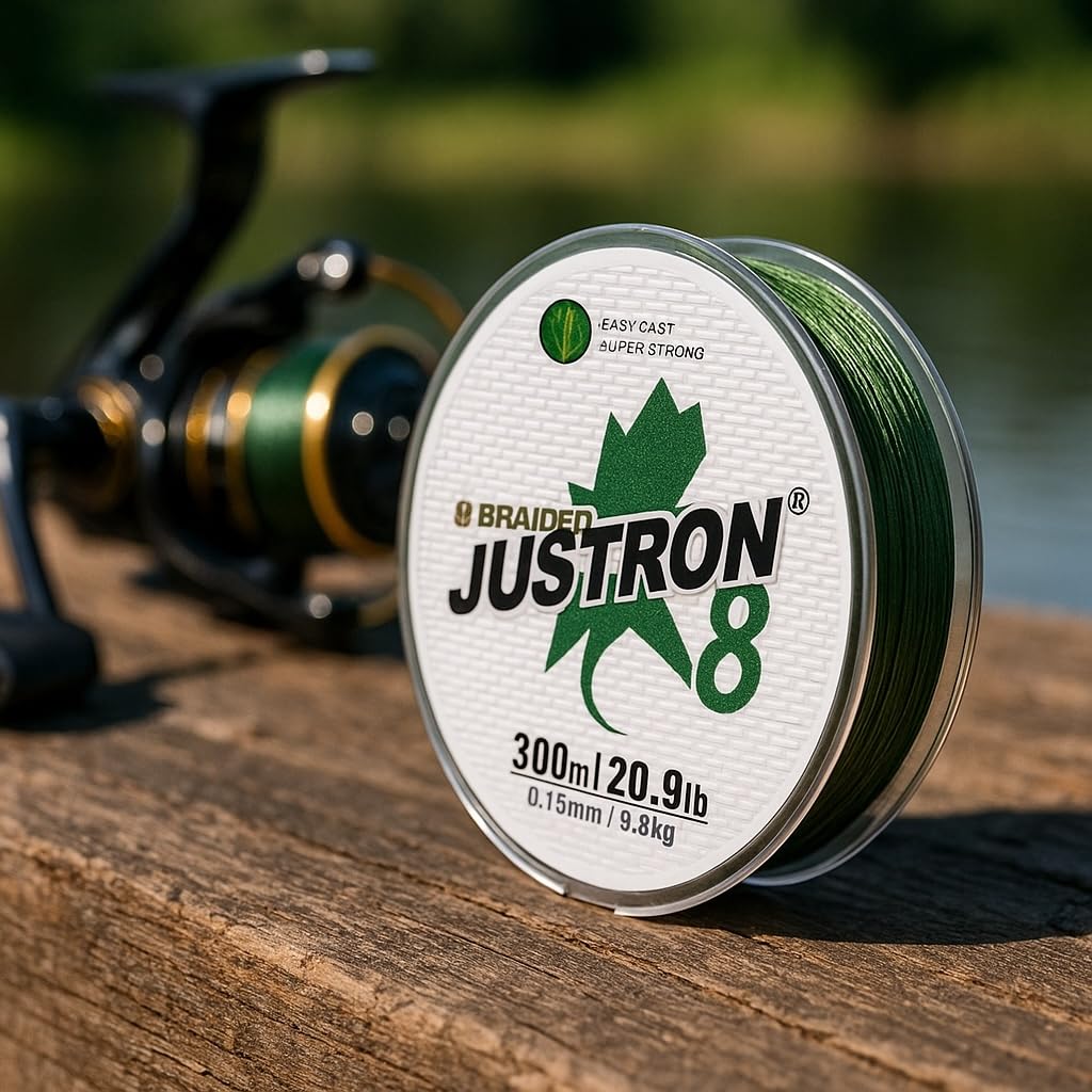 JustRon 8X Braided Fishing Line – 300m, 20.9lb Breaking Moss Green