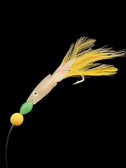 Mackerel Feathers Rig - 3 Barbed Hooks, Gold